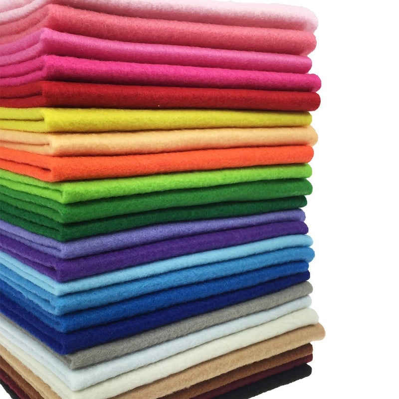 flic-flac 24pcs Thick 1.4mm Soft Felt Fabric Sheet Assorted Color Felt Pack DIY Craft Sewing Squares Nonwoven Patchwork (30 * 30cm) - Image 3